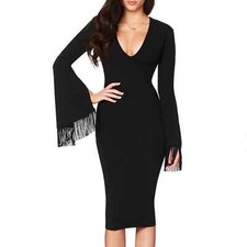 Nookie Iris Long Sleeve Midi Dress in Black