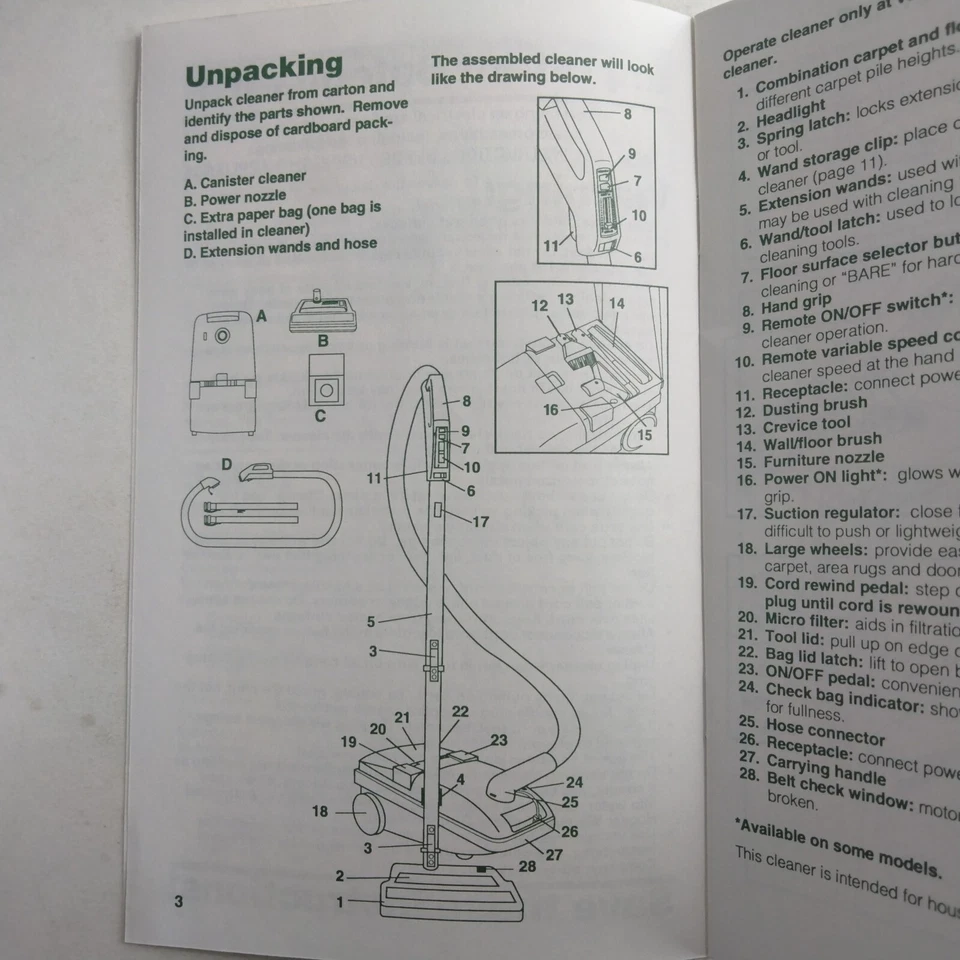 Limpiador de botes Hoover con boquilla eléctrica manual del propietario 1992 Foto 3 de 4