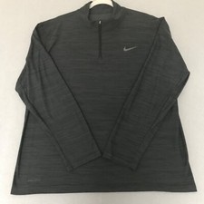 Nike Dri Fit Mens Gray Quater Zip Long Sleeve Pullover Shirt Size XL