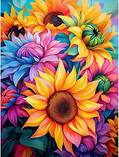 Flowers Diamond Art Kits for Adults, Colorful Sunflowers Diamond Painting Kits..