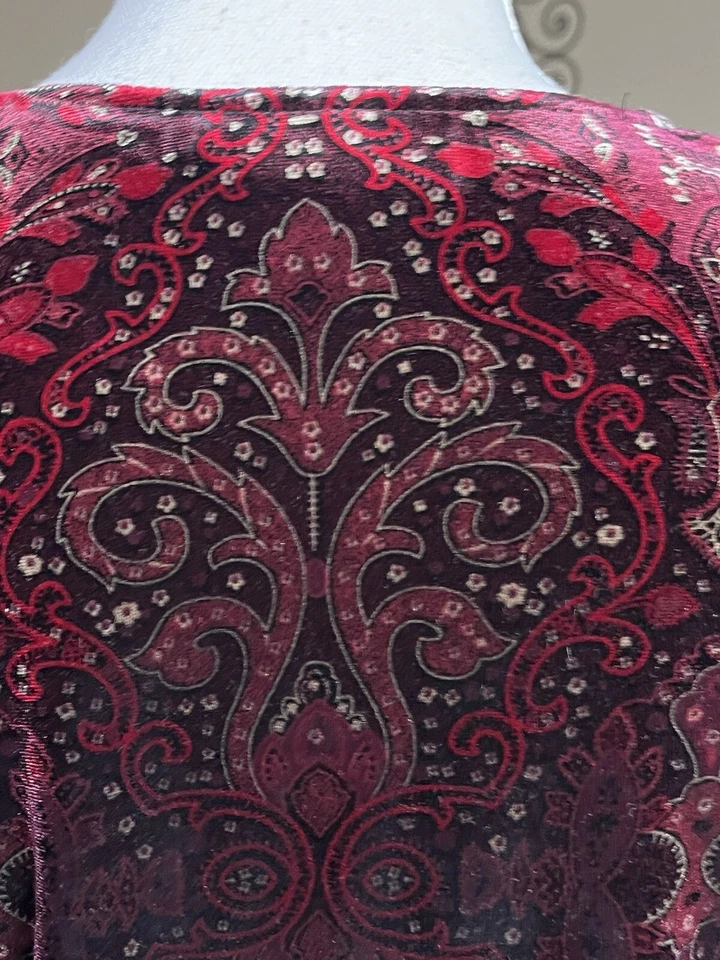 Blusa Top De Colección Años 90 Terciopelo Manga Campana Mujer Rojo Granate Cuello en V Capricho Hada Foto 4 de 4