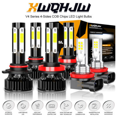 6x LED Headlight Bulbs Combo For Toyota 4Runner 2010-2020 Hi/Lo Beam Fog Light