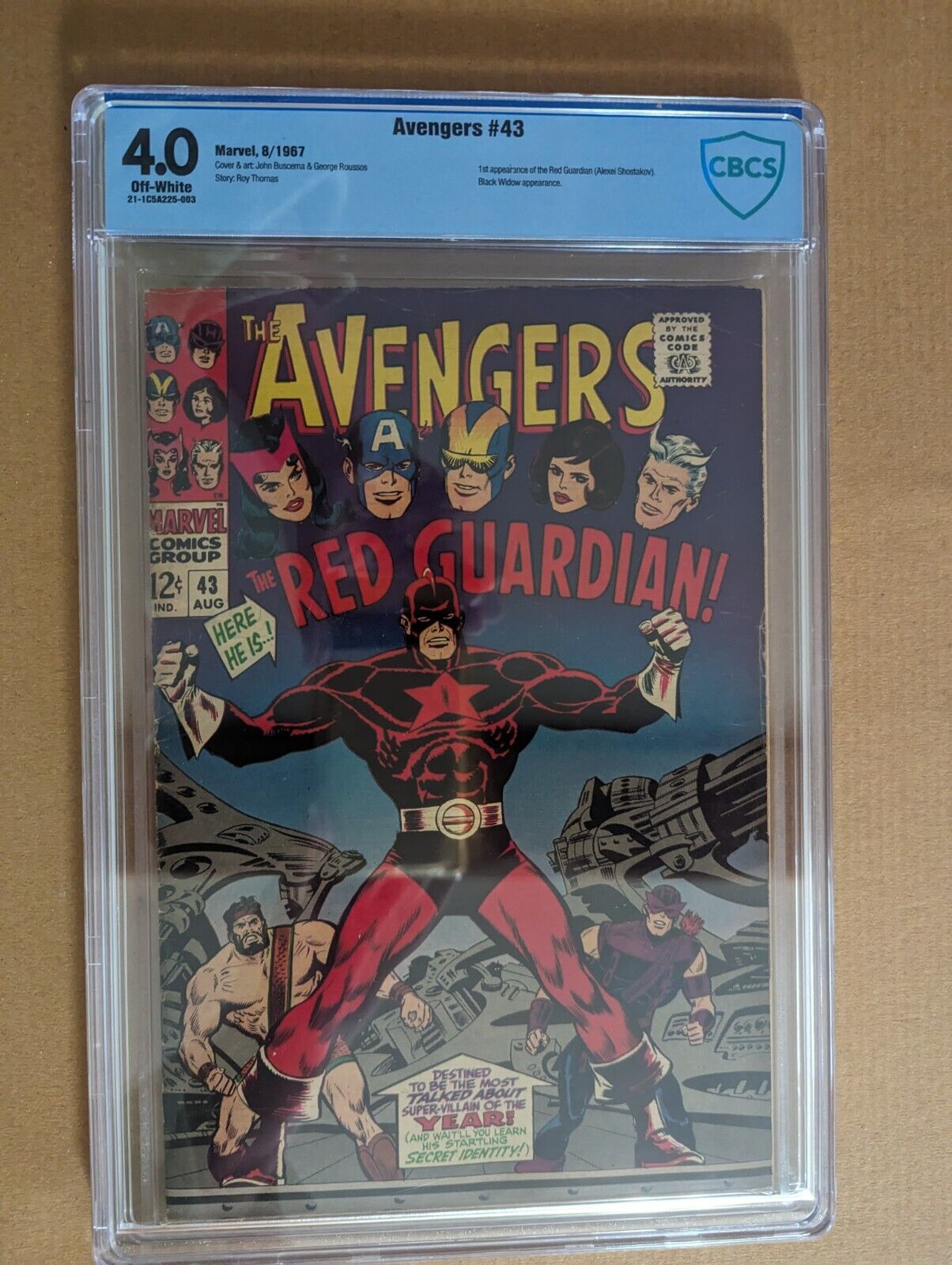 Avengers 43_CBCS 4.0_1967_1st app. Red Guardian - Thunderbolts Key_OW pages