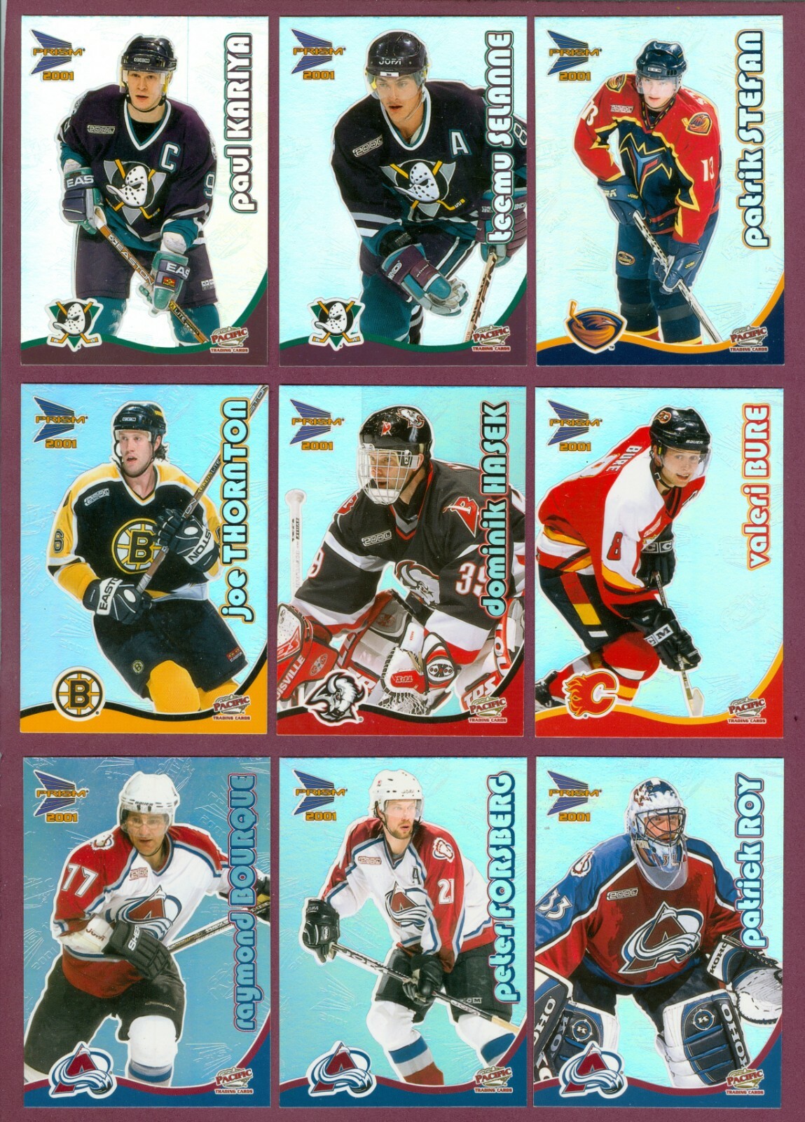 2000-01 MCDONALD’S PACIFIC PRISM NHL HOCKEY CARD + BLUE & INSERT SEE LIST