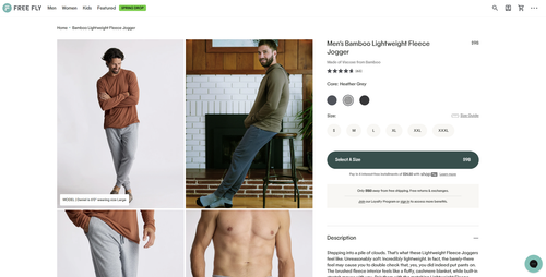$98 FREE FLY Men's Bamboo Lightweight Fleece Jogger | Heather Grey | Medium - Picture 8 of 16