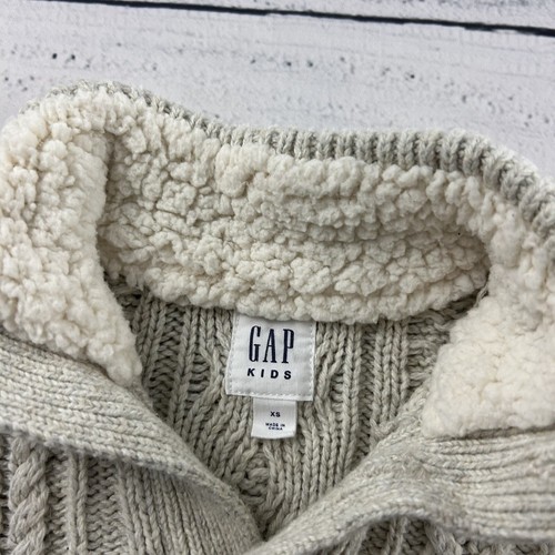 Gap Kids Cable Knit Pullover Sweater Boy's XS Khaki Beige Wool Blend - Picture 2 of 5