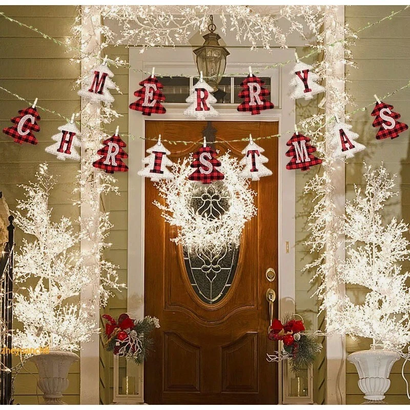 Guirnalda de arpillera rústica Feliz Navidad casa de campo arpillera decoración Foto 4 de 4