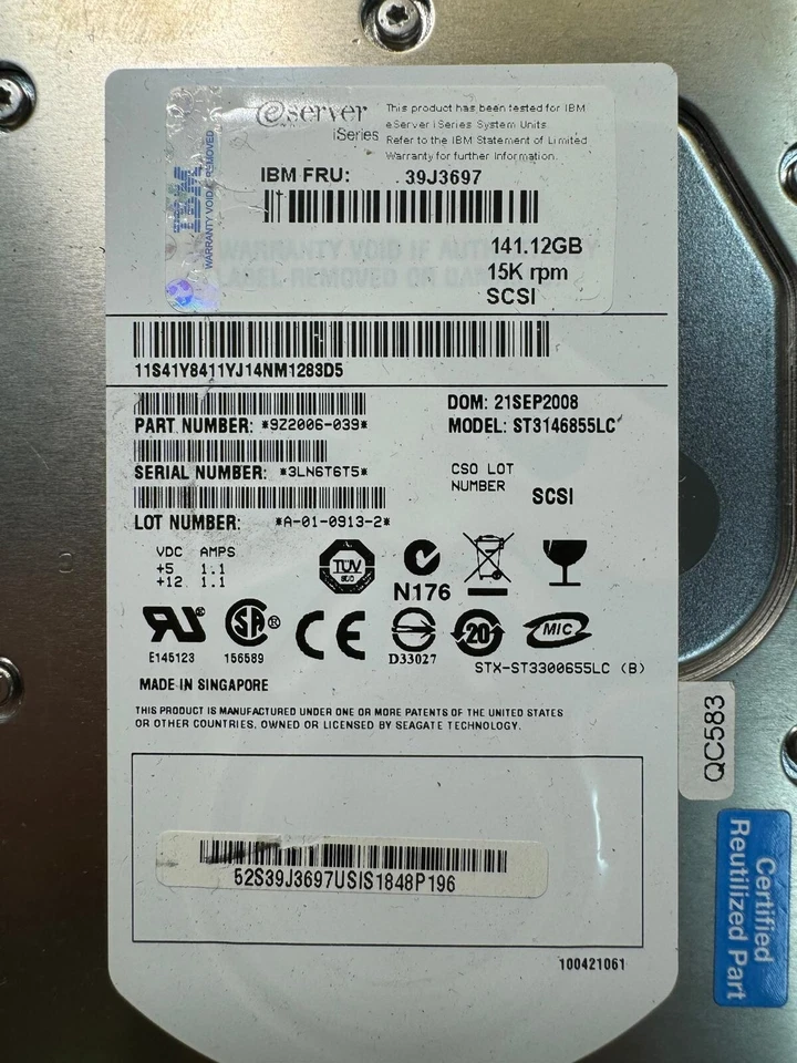 IBM 39J3697 141.12GB 15K RPM Ultra 320 SCSI 3.5" HDD - Image 2 of 4