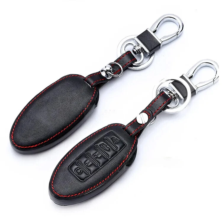 Capa de couro ecológico 5 botões suporte bolsa chaveiro controle remoto marrom para Nissan Altima - Imagem 4 de 4