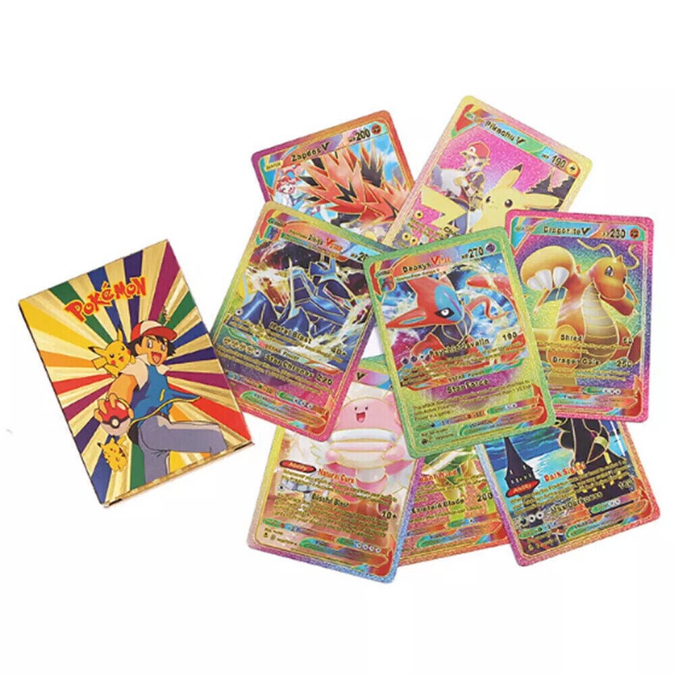 55PCS Pokemon Card Foil GOLD PACK 55 CARDS TCG GX Vmax GX Card