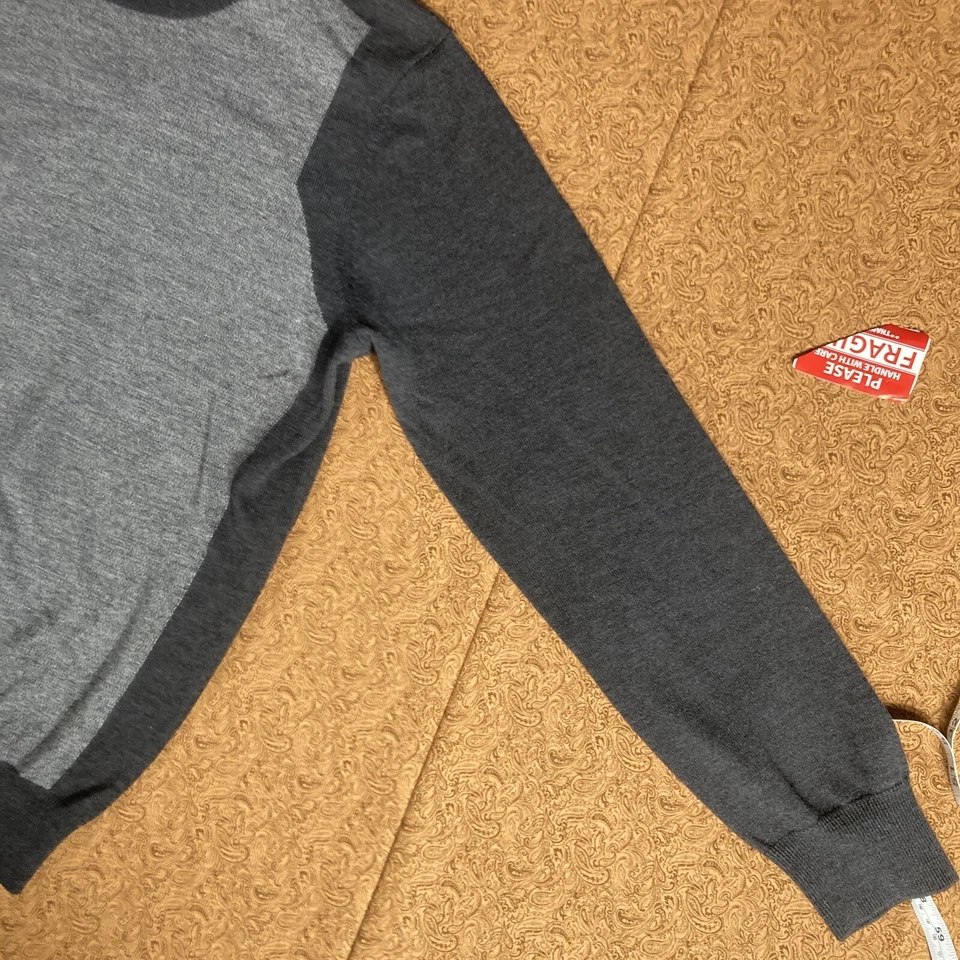 Pronto Uomo knit sweater colorblock Mens XL Gray Long Sleeve Merino Wool - Image 4 of 4