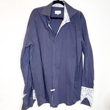 Touch The Collection  Blue Striped contrasting cuffs