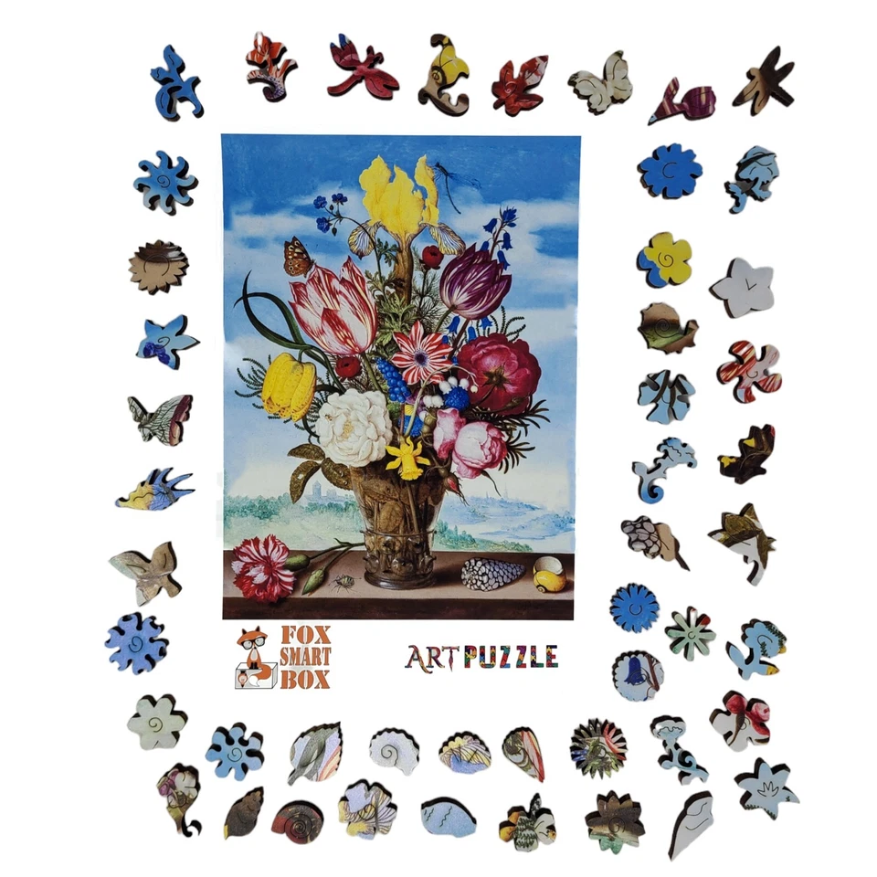 Wooden Jigsaw Puzzle for Adults by FoxSmartBox - 240 Pieces - Bouquet of Flowers - Image 4 of 4