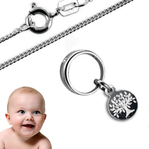 SILBERPOINT Taufring/Lebensbaum- Sterling Silber 925- Inkl. Kette- NEU