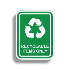 Recyclable Items Only Sticker Recycle Green Earth Reuse Trash Container Decal