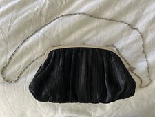 EXQUISITE BLACK RUCHED EVENING BAG SHOULDER OR CLUTCH NEIMAN MARCUS