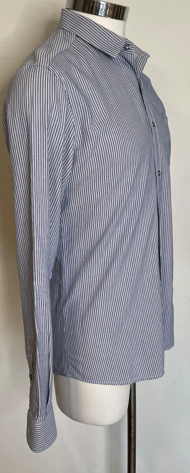 Camicia Alexander McQueen blu a righe cotone uomo IT 50 US L 40 LS con bottoni davanti