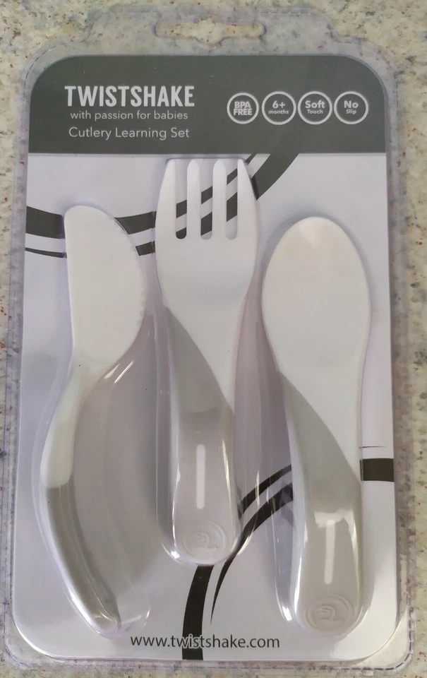 TWISTSHAKE, leichtes Esslernbesteck, Kunststoff, weiß, neu und ovp