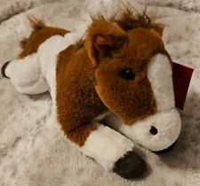 F.A.O Schwarz Pony Horse Plush Realistic Brown White Adopt A Pet Stuffed Animal