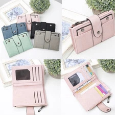 Women Cute PU Leather Wallet Mini Coin Bag Ladies Simple Bifold Small Purse US