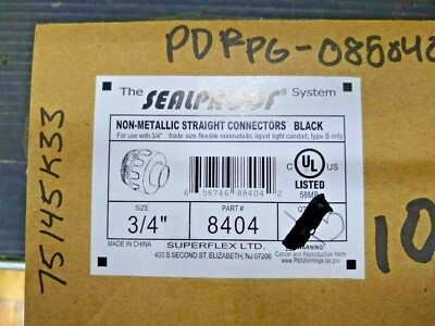 New, Superflex LTD, 8404, ADPTR, FLEX. CONDUIT, 3/4'', THREADED, PVC - 15pc Lots