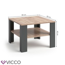 Couchtisch Sofatisch Kaffeetisch Homer Anthrazit Sandeiche 60x60 cm Vicco