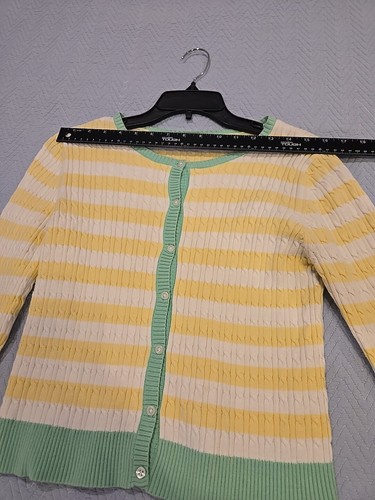 Women's Cherokee Yellow Cardigan Cable Knit Sweater Button Front size XL - Picture 6 of 11