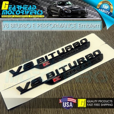 V8 BiTurbo E PERFORMANCE AMG Fender Emblem Glossy Black Badge Mercedes S63 GT63S