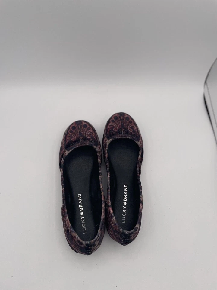 Lucky Brand Emmie Ballet Flats Women's Sz 6.5M Purple Paisley Velvet Slip-On - Image 4 of 4
