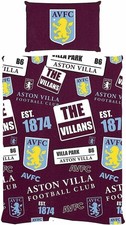 FOCO Aston Villa FC Patch Single Duvet Single, Burgundy, Sky Blue, Yellow 