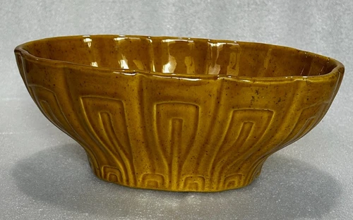 Vintage Haeger Ceramic Planter Yellow Speckle Glaze Geometric Design No. 17