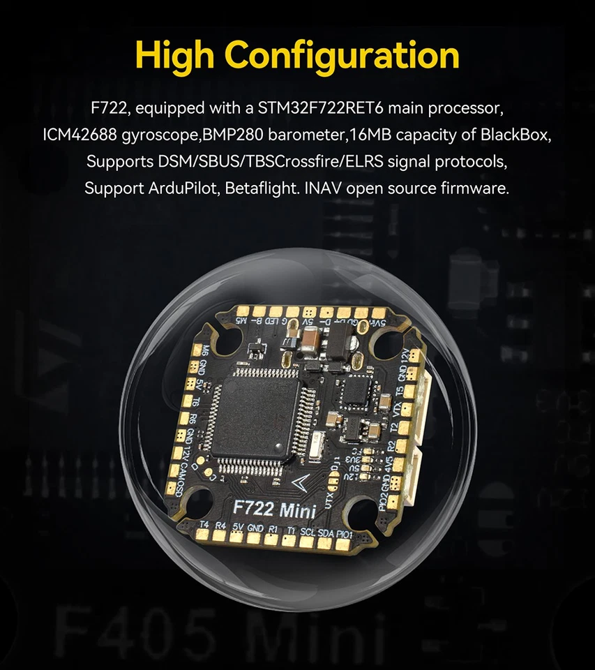 9IMOD F722  Mini Flight Stack FC 60A ESC  Gyro  For 3-8S RC FPV Racing Drone - Image 4 of 4