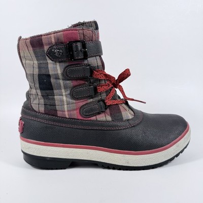 UGG Decatur Winter Boots Women's Black Red Plaid Lace-Up Waterproof - 9