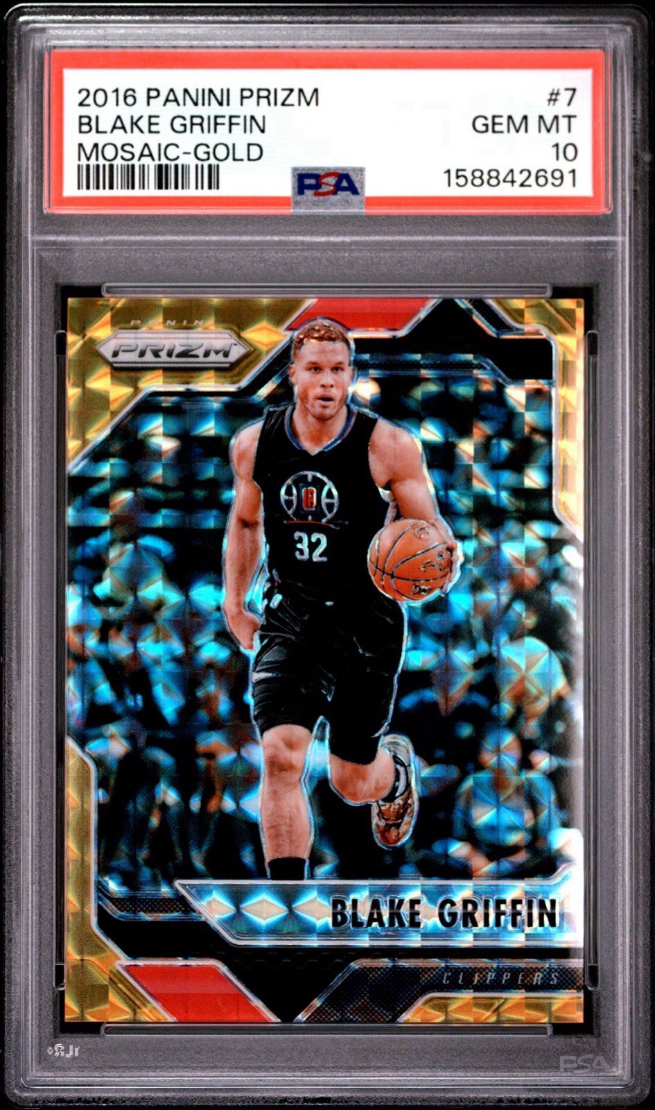 2016 Prizm-Blake Griffin 1st Yr Mosaic Gold/10-PSA 10🔥Clippers HOF