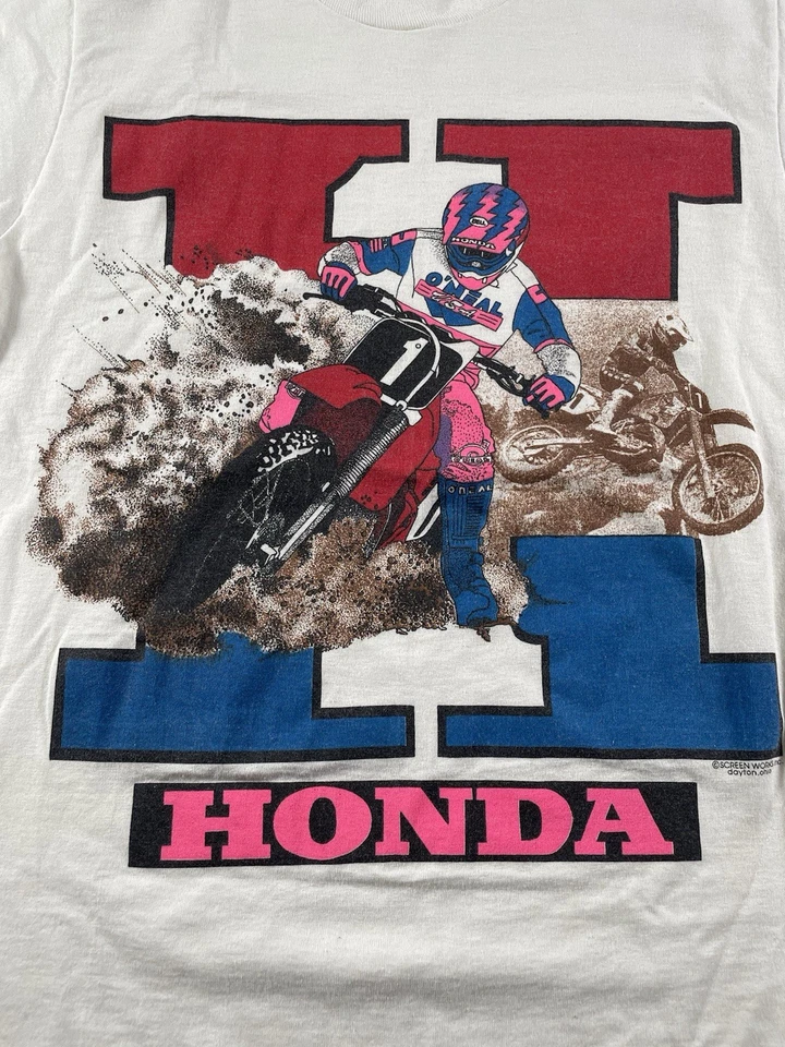 Vtg 80s Honda Motocross Dirt Bike Racing T Shirt M USA Screen Stars Best - Image 2 of 4