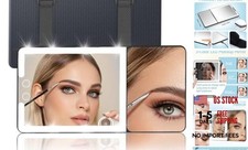 Car Sun Visor Vanity Mirror with Lights,Side with 6 inch 20X Magnifying Black