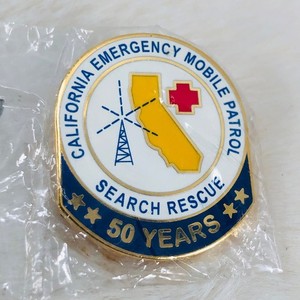 California Emergency Mobile Patrol Search Rescue Red Cross Enamel Lapel Pin