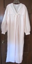 Barbizon Vintage Pink Lace Satin Pleats Long Sleeve V-Neck Nightgown Medium