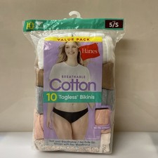 Hanes Cotton Bikini Panties 10-Pack Ultra Soft Waistband Size S-Damage Packing