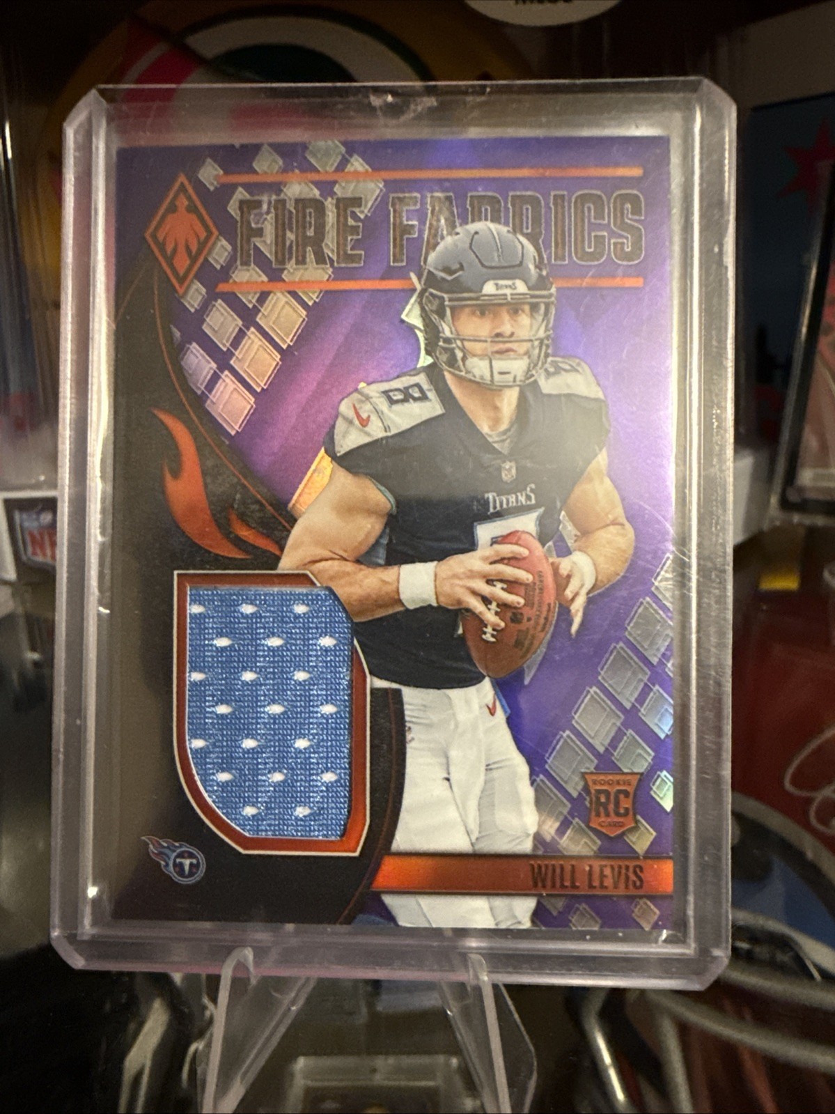 2023 Panini Phoenix - Fire Fabrics Will Levis #FIRE-17 Purple /50 (MEM, RC)