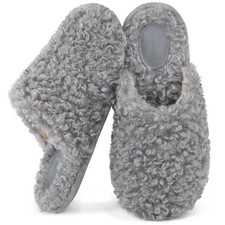 Women's Scuff Slippers Cute House Shoes Ash Gray, 7-8 US