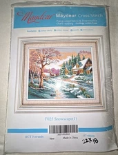 Maydear Cross Stitch Kit “Snowscape” Homes 22” x 18” 11 Ct, 3 Strands