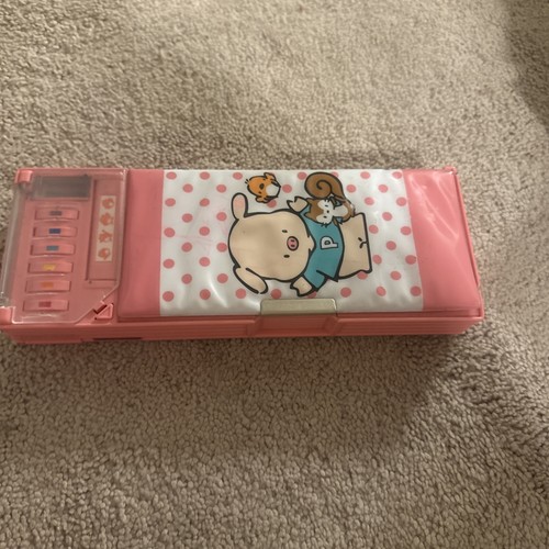 Vintage Y2K Pippo Pig Pencil Case Trinket Box 2006 Puffy Pink Sanrio