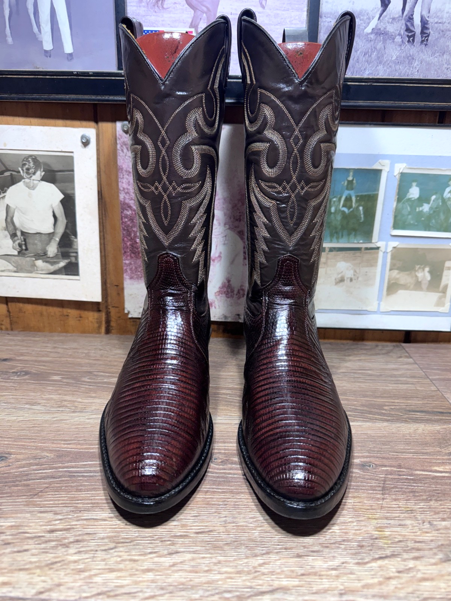 EXCELLENT CONDITION TONY LAMA 10.5D EXOTIC CHOCOLATE LIZARD MENS