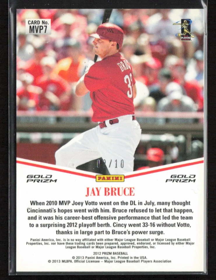 Jay Bruce 2012 Panini Prizm #MVP7 Team MVP Prizms Gold/10 Cincinnati Reds Foto 2 de 2