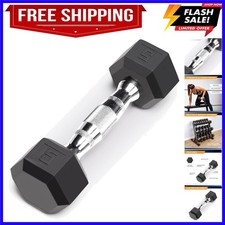 Classic Rubber Hex Dumbbell with Knurled Grip for Strength Training and Bodyb...