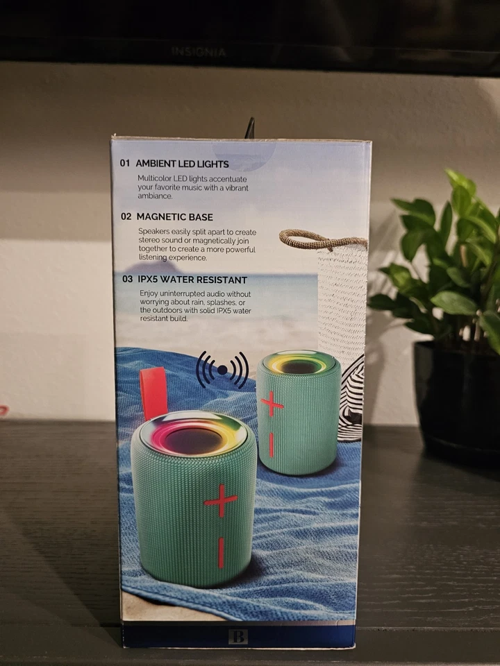 Altavoz Bluetooth Dividible Doble Magnético 2 en 1, IPX6 Impermeable Puerto Dividido... Foto 2 de 3