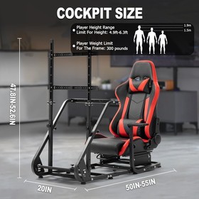 Marada Racing Simulator Cockpit Frame With Monitor Stand Fit Logitech G923 G920