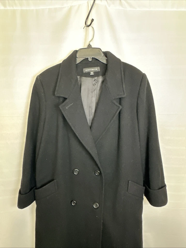 Donnybrook Womens Coat/Jacket  Long Overcoat Double Breasted 100% Wool Black 14P - Image 2 of 4