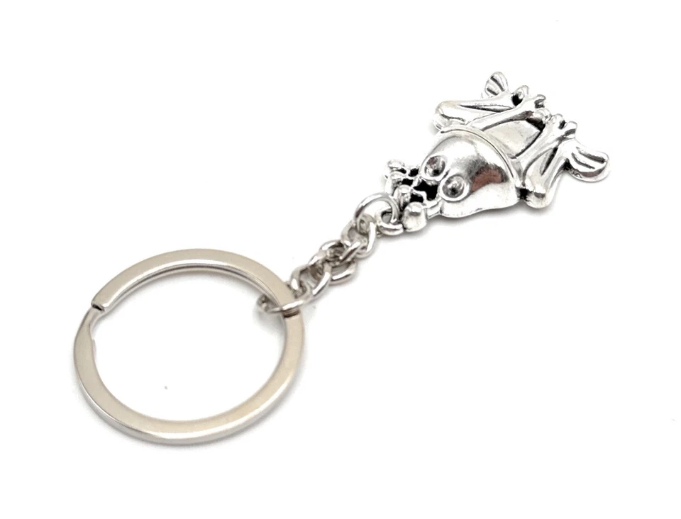 Frosch König Krone sitzend Schlüsselanhänger Anhänger aus Metall Silber - Bild 2 von 4